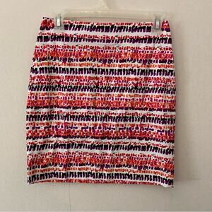 Ann Taylor Pink Patterned Madison Pencil Skirt Petite